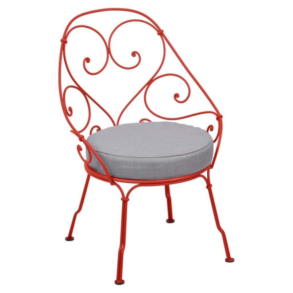 Fermob - 1900 Sessel Cabriolet - 45 Capucine - Kissen flanellgrau - outdoor