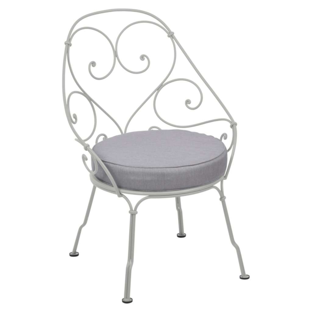 Fermob - 1900 Sessel Cabriolet - 38 Metallgrau - Kissen flanellgrau - outdoor