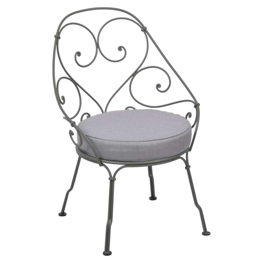 Fermob - 1900 Sessel Cabriolet - 48 Rosmarin - Kissen flanellgrau - outdoor
