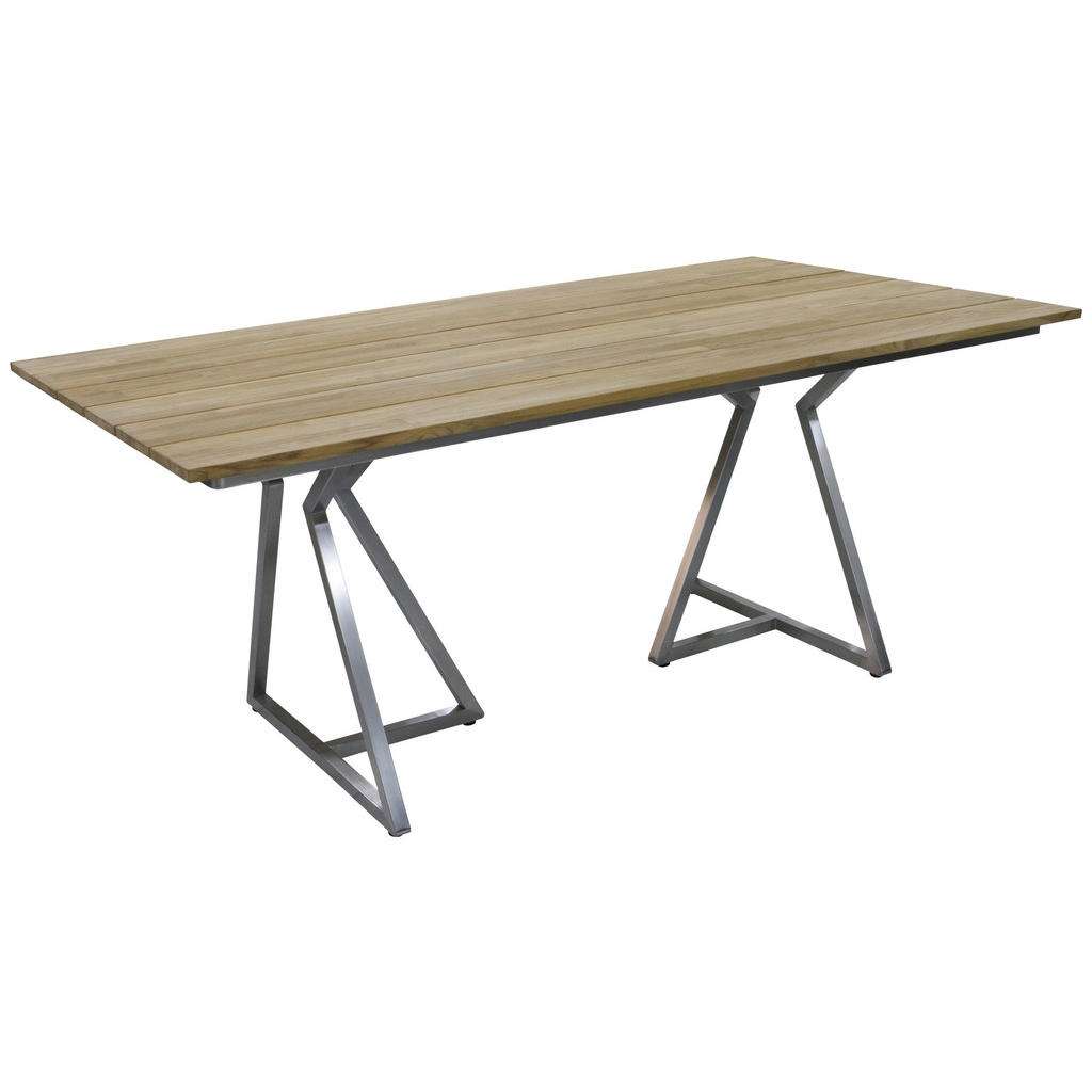 GARTENTISCH Holz, Metall Silberfarben, Teakfarben