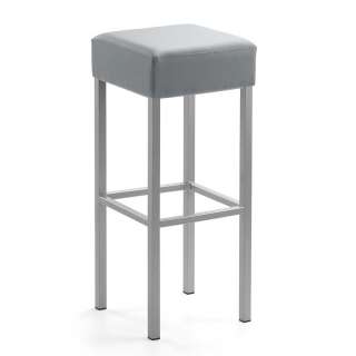 Barhocker in Grau Kunstleder 4-Fuß Gestell aus Metall