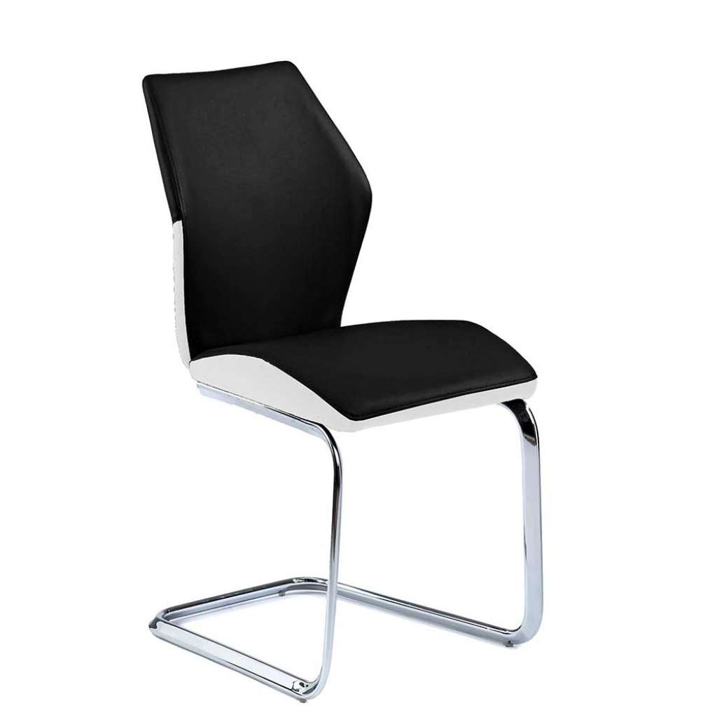 Freischwinger Stühle in Schwarz Weiß Kunstleder 90 cm hoch (4er Set)
