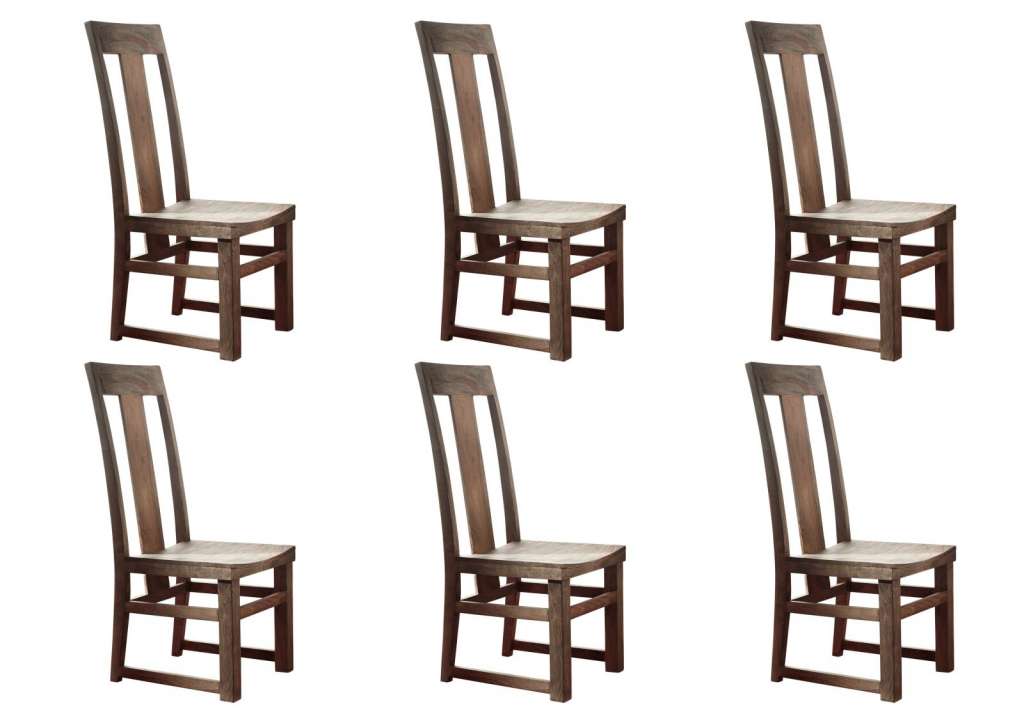 Stuhl Sheesham 45x47x110 grau geölt NATURE GREY #122, 6er Set