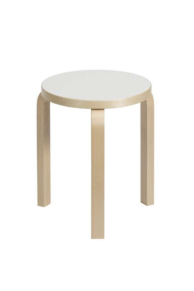 Artek - 60 Hocker - Gestell Birke - Sitz Laminat weiß - indoor