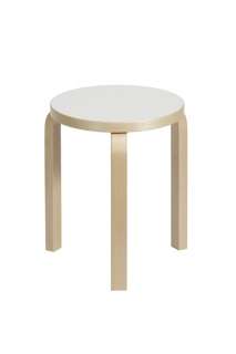 Artek - 60 Hocker - Gestell Birke - Sitz Laminat weiß - indoor