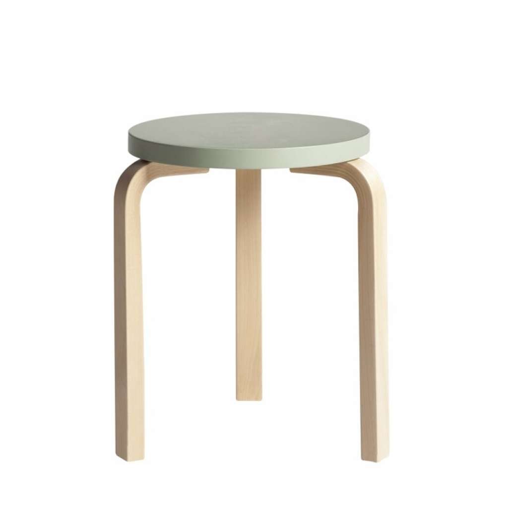 Artek - 60 Hocker - Gestell Birke - Sitz weiß lackiert - indoor