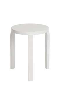 Artek - 60 Hocker - Gestell Birke weiß lackiert - Sitz Birke weiß lackiert - indoor