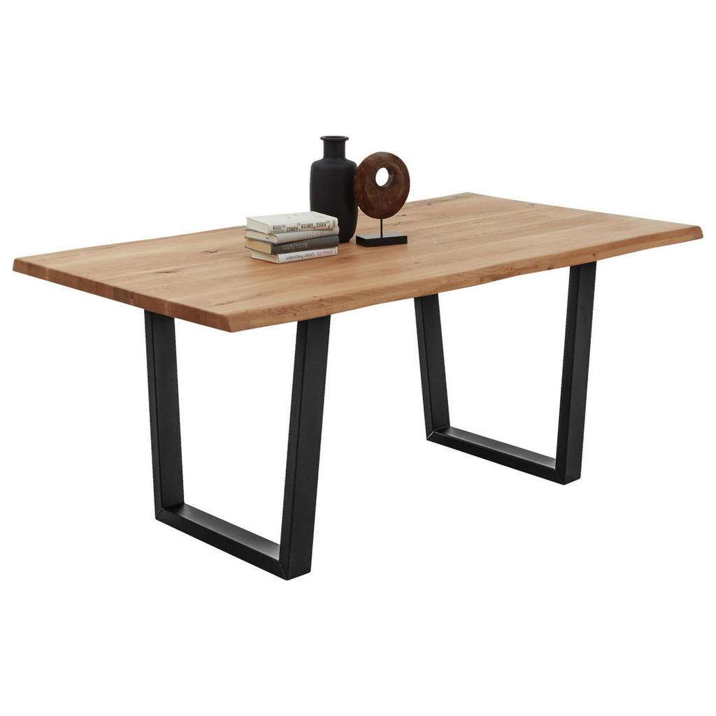ESSTISCH Eiche massiv rechteckig Schwarz, Eichefarben