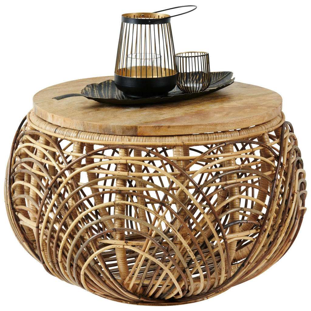 BEISTELLTISCH Rattan Braun