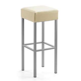Quadratischer Barhocker in Creme Weiß Kunstleder Made in Germany