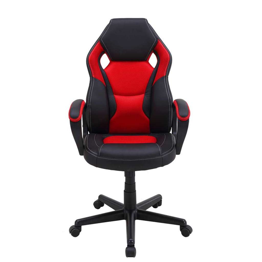 Schreibtischdrehstuhl in Rot und Schwarz Lendenwirbelstütze