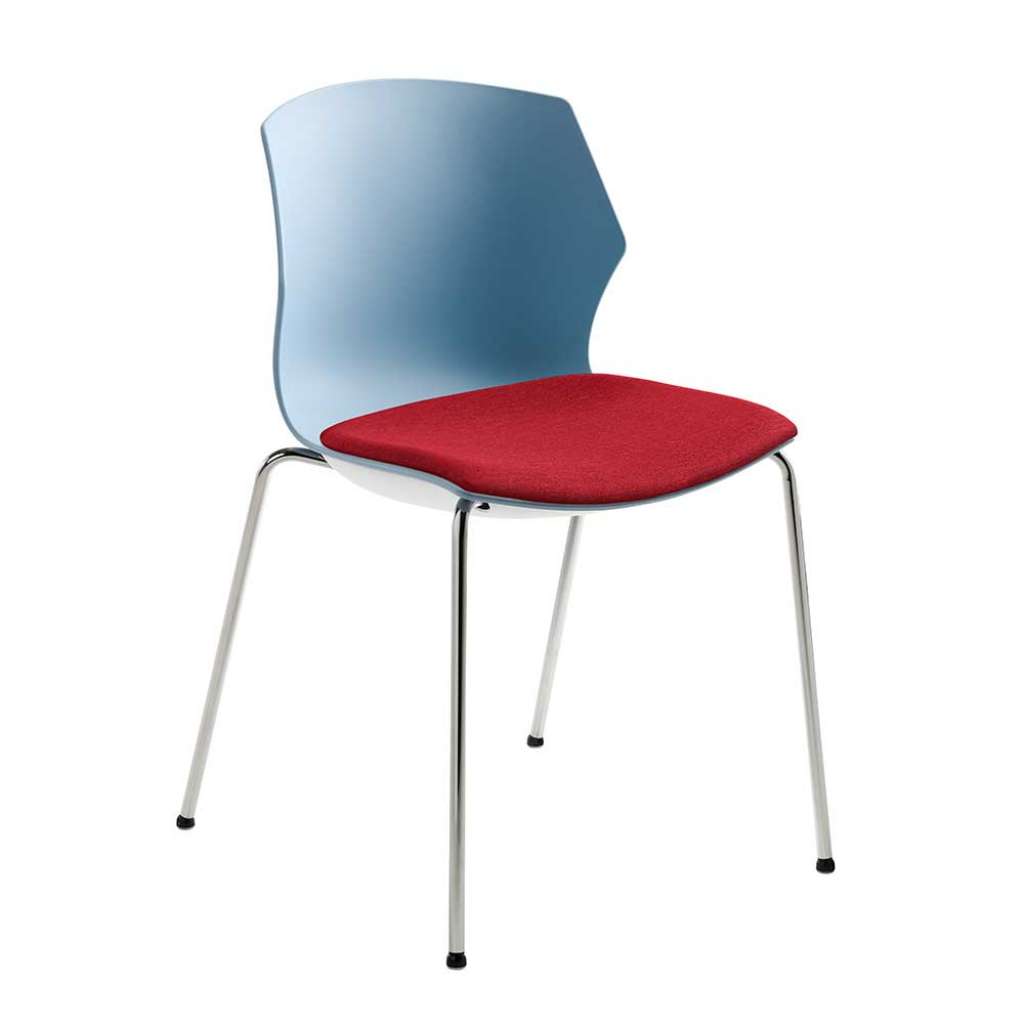 Kunststoff Küchenstuhl in Blaugrau und Rot Made in Germany