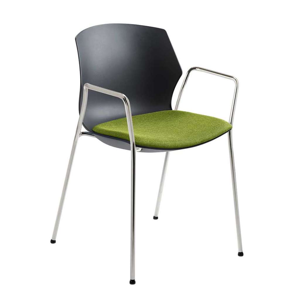 Armlehnen Esstischstuhl in Anthrazit und Grün Kunststoff