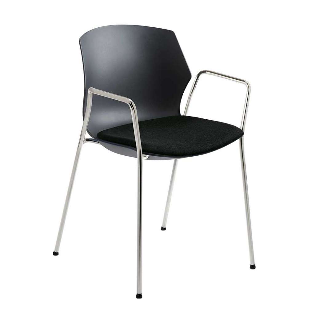 Stapelstuhl mit Armlehnen Anthrazit und Chromfarben