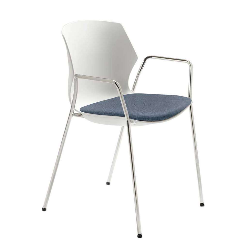 Armlehnen Küchenstuhl in Weiß und Blaugrau Made in Germany