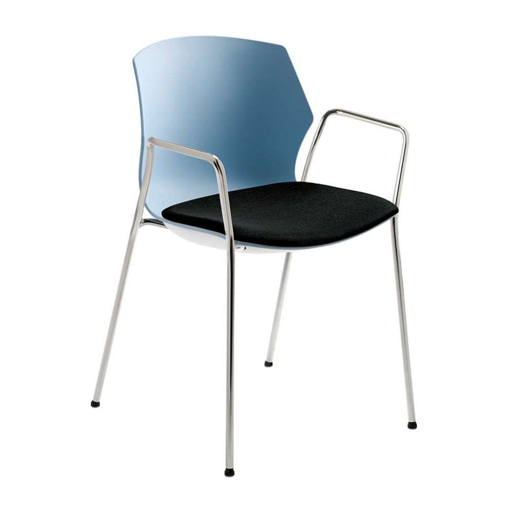 Stapelstuhl in Blaugrau und Anthrazit Armlehnen