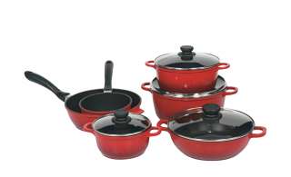 Topfset, 6-teilig  Calypso ¦ rot ¦ Aluminium-Guss Töpfe & Pfannen & Zubehör > Topf und Pfannen-Sets - Höffner