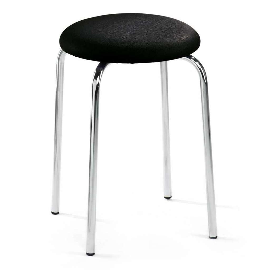 Hocker in Schwarz und Chromfarben Made in Germany