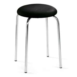 Hocker in Schwarz und Chromfarben Made in Germany