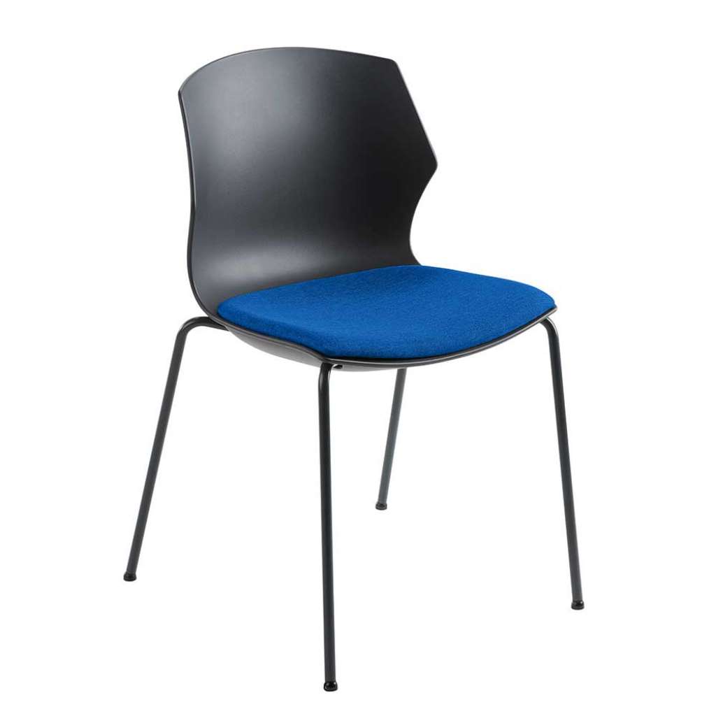 Stapelstuhl in Blau und Anthrazit Metallgestell Schwarz