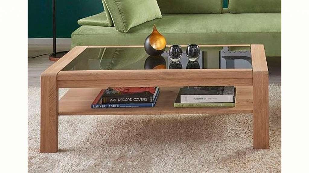 DECKER Couchtisch »DERVIO«, aus Massivholz, mit Ablage, in 2 Größen