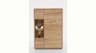 DECKER Highboard »DERVIO«, aus Massivholz, mit Glaseinsatz, Breite 98 cm