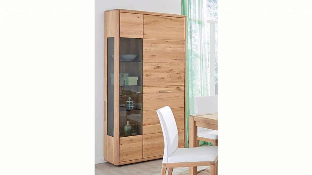 DECKER Vitrine »DERVIO« aus Massivholz, mit Glaseinsatz, Höhe 202 cm