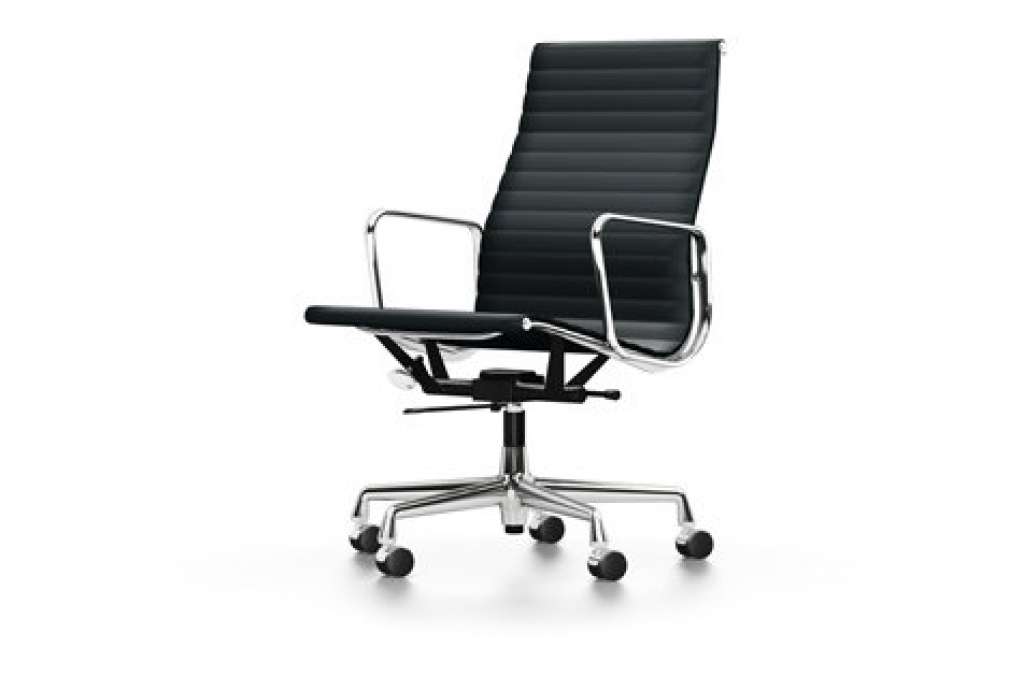 Vitra - Aluminium Sessel - EA 119 - Vitra - Leder 66 nero - indoor