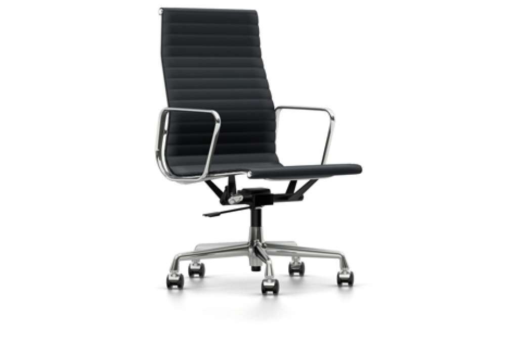 Vitra - Aluminium Sessel - EA 119 - Vitra - Leder 67 asphalt - indoor