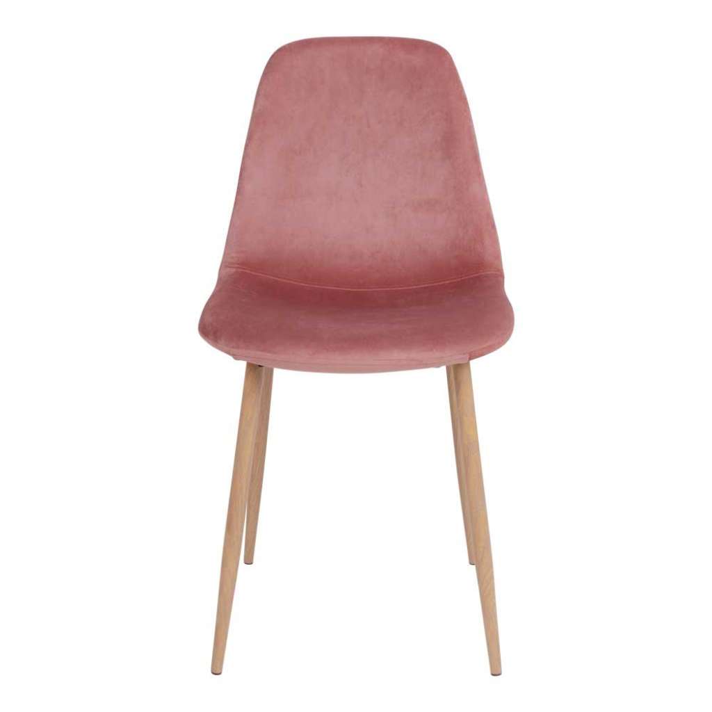 Essstühle in Rosa Samt Metallgestell in Holz Naturfarben (2er Set)
