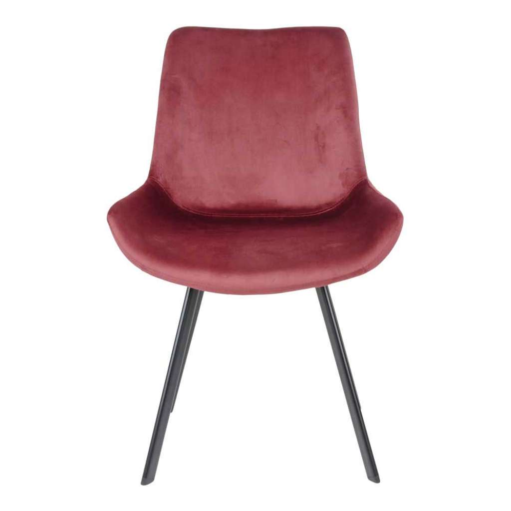 Samt Esszimmer Stühle in Rot Metallgestell in Schwarz (2er Set)