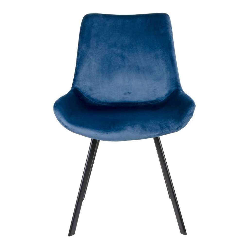 Samt Stühle in Blau Metallgestell in Schwarz (2er Set)
