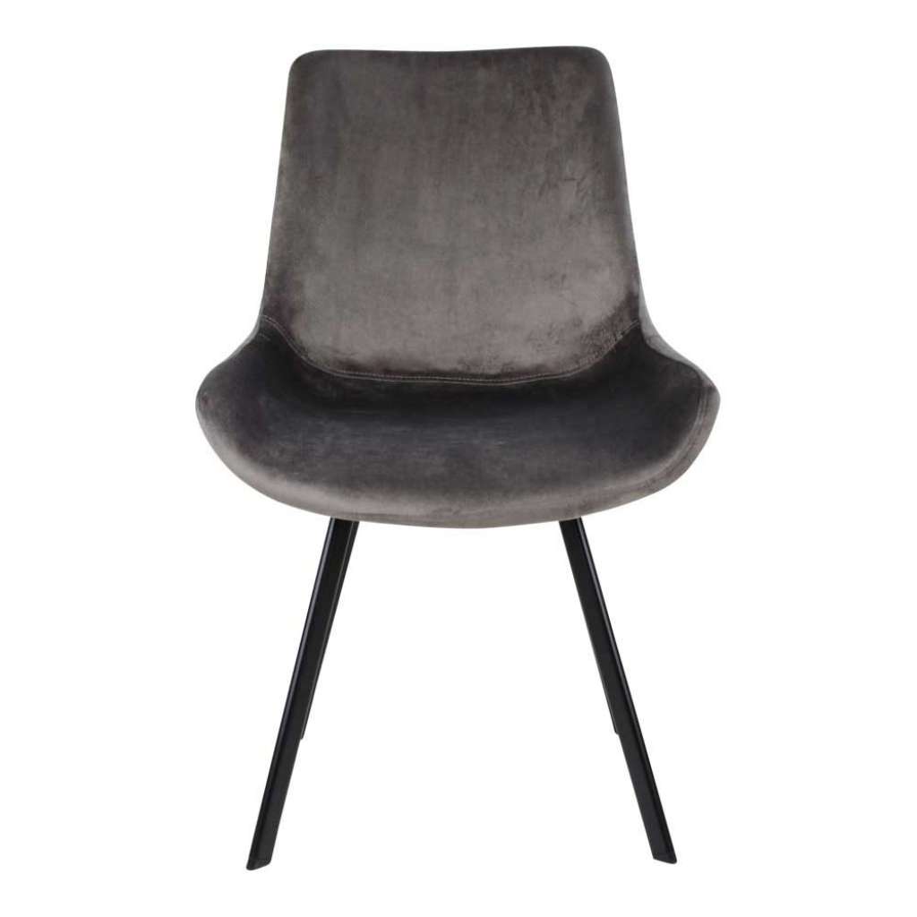 Esszimmer Polsterstühle in Grau Samt Metallgestell in Schwarz (2er Set)