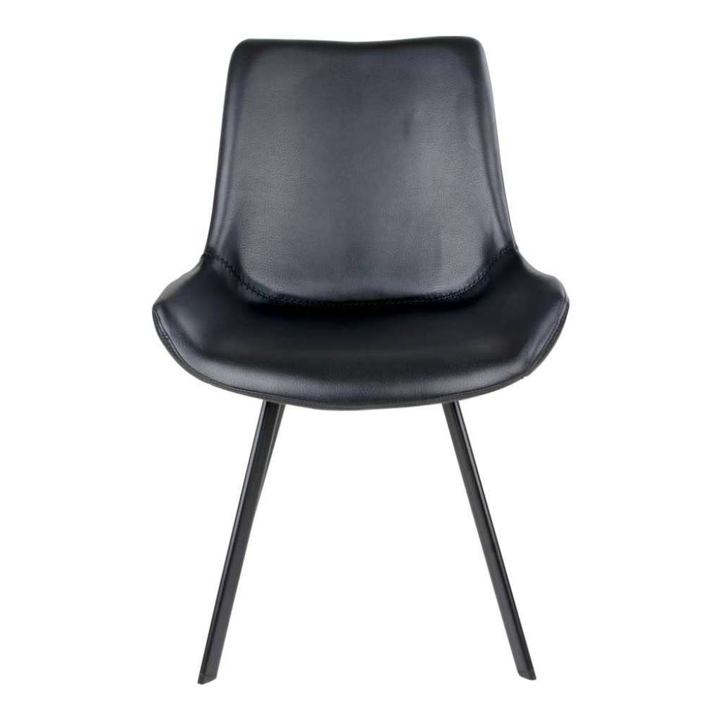 Kunstleder Stühle in Schwarz Metallgestell (2er Set)