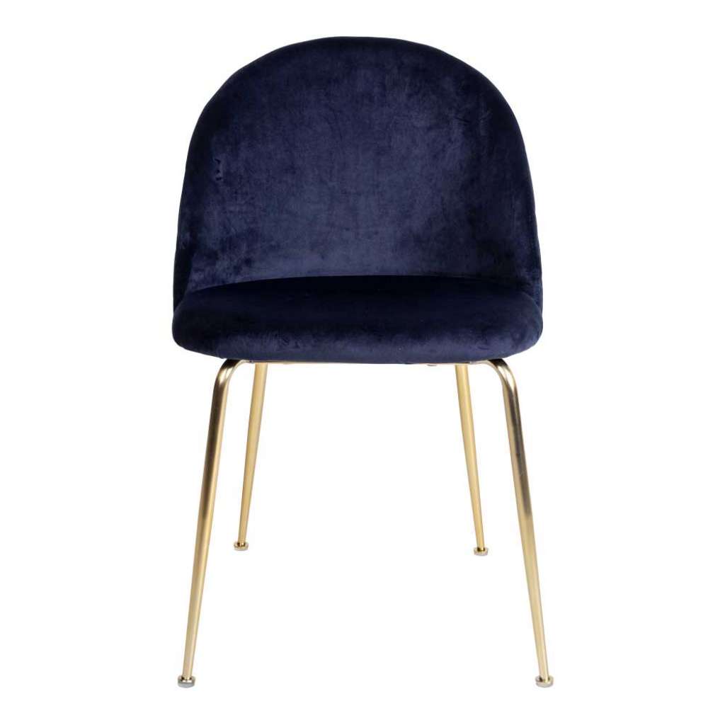 Esszimmer Stühle in Dunkelblau Samt Retrostil (2er Set)
