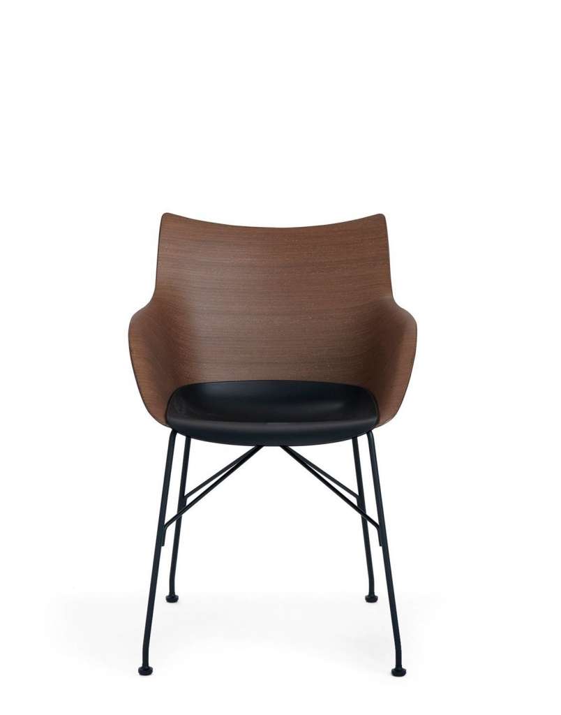 Kartell - Q/Wood Armlehnstuhl - Dark Wood / Black - indoor