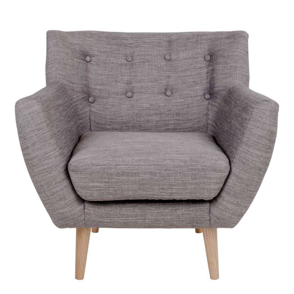 Sessel in Hellgrau Webstoff Skandi Design