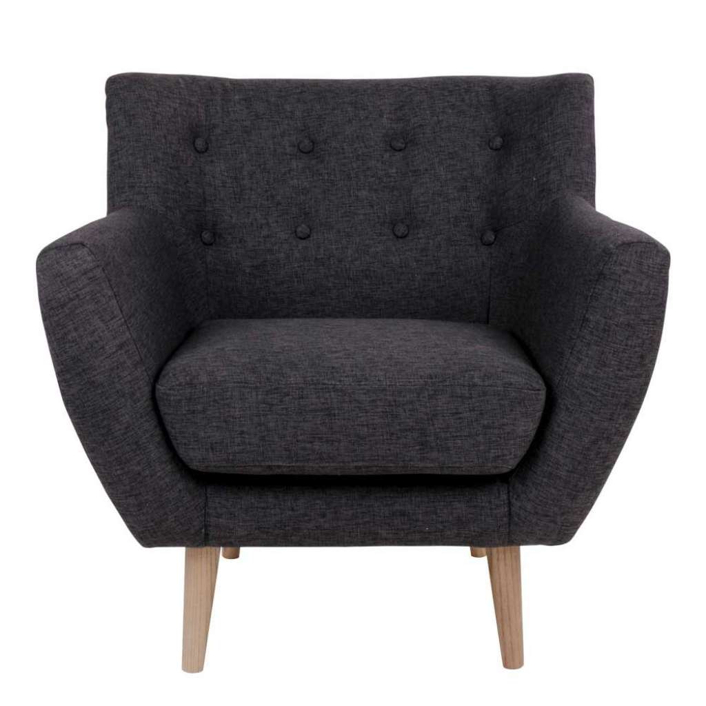 Wohnzimmersessel in Dunkelgrau Webstoff Skandi Design