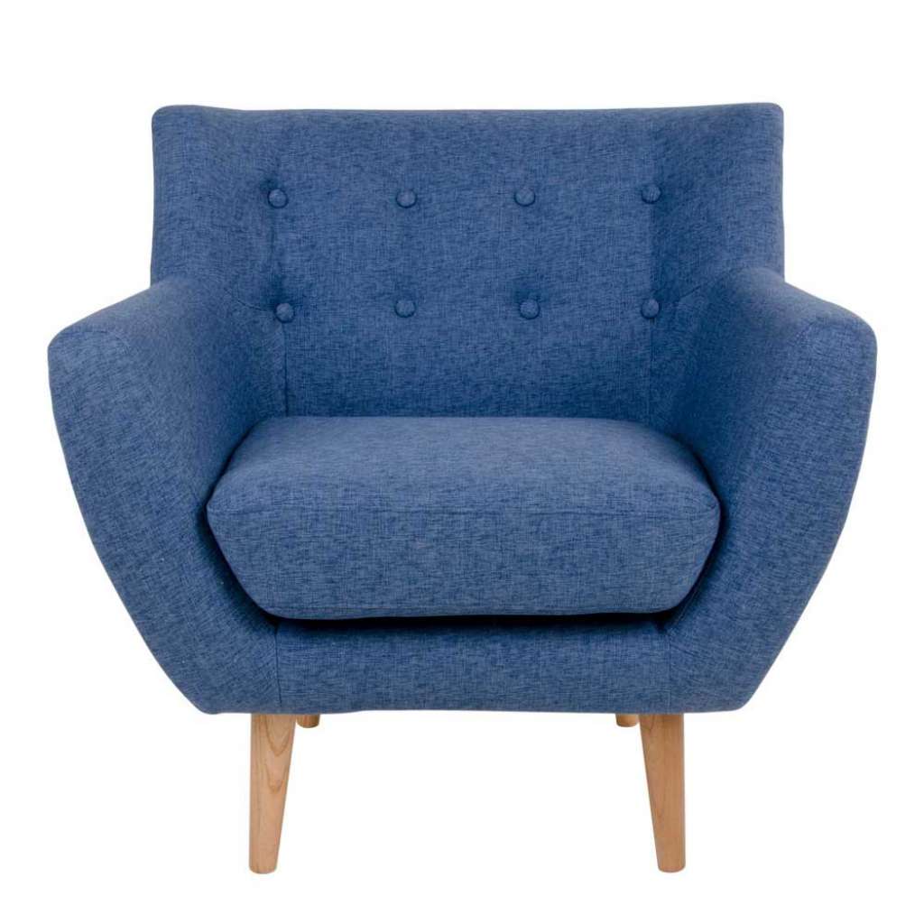 Einzelsessel in Blau Webstoff Skandi Design