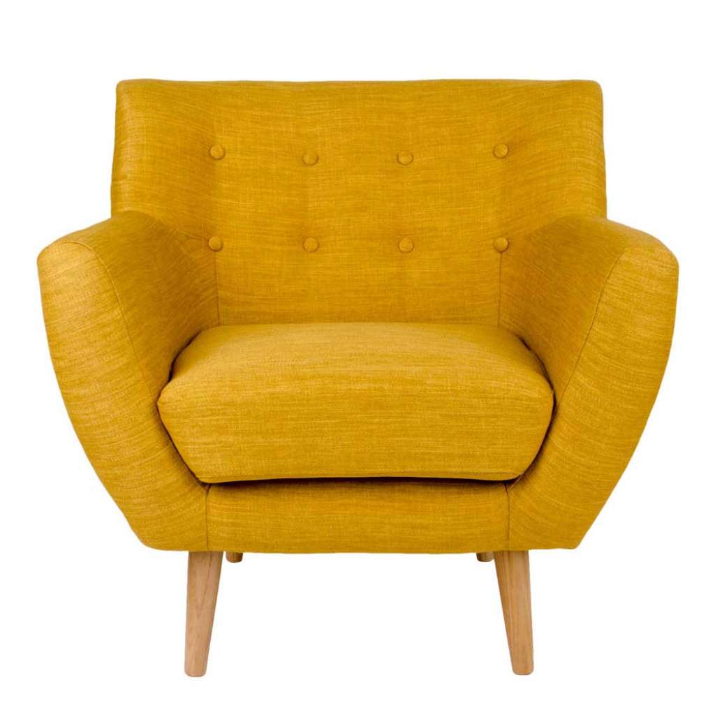 Design Sessel in Gelb Webstoff Skandi Style