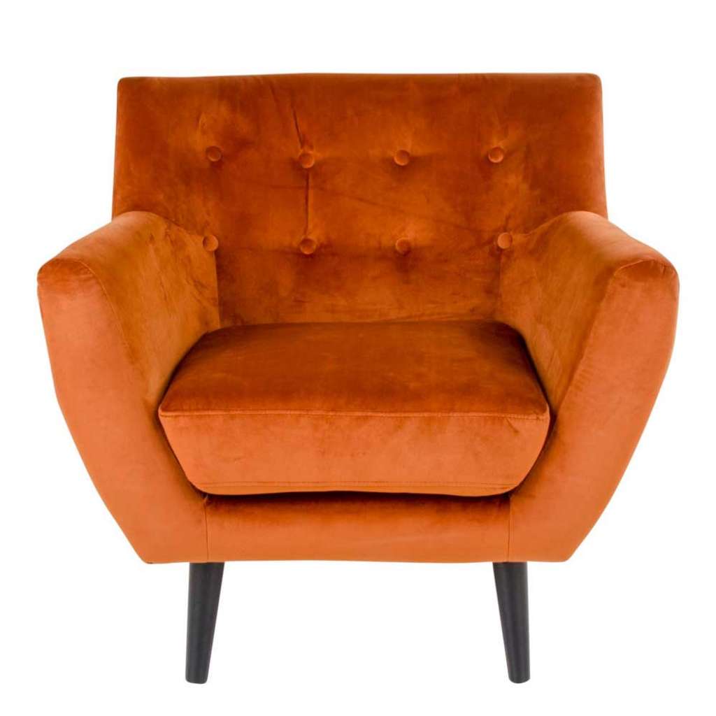 Sessel in Orange Samt Skandi Design