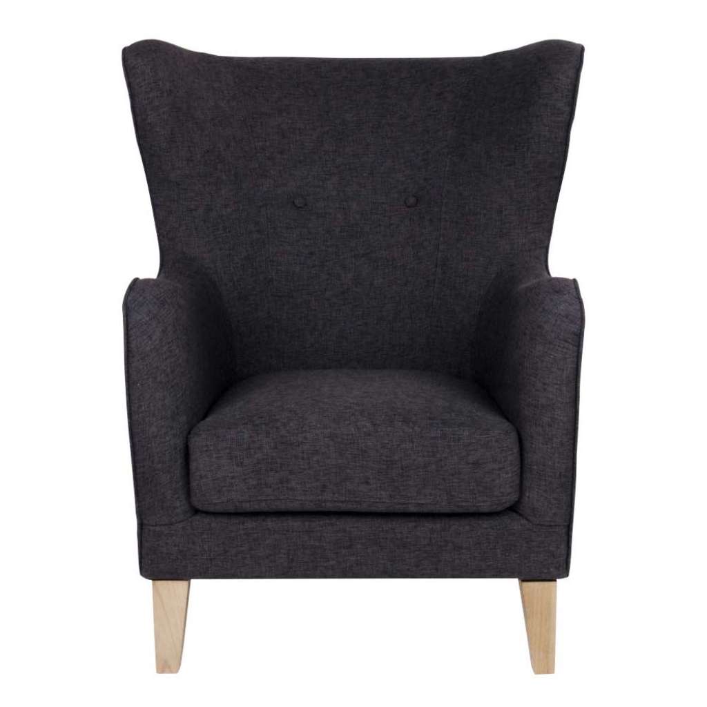 Ohrenbackensessel in Dunkelgrau Webstoff Skandi Design