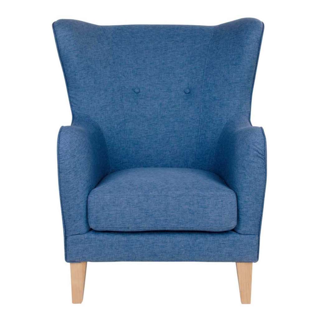 Sessel in Blau Webstoff Skandi Design