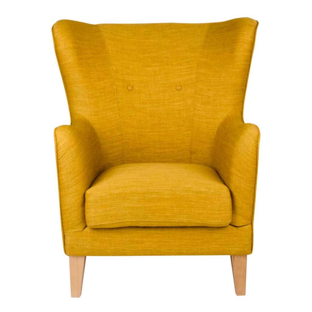 Ohrensessel in Gelb Webstoff Skandi Design