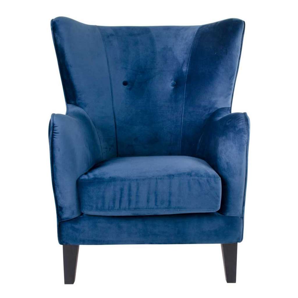 Kaminsessel in Blau Samt Skandi Design