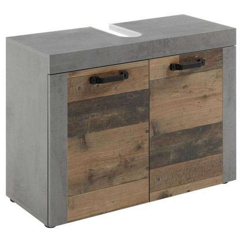 WASCHBECKENUNTERSCHRANK Anthrazit, Eichefarben