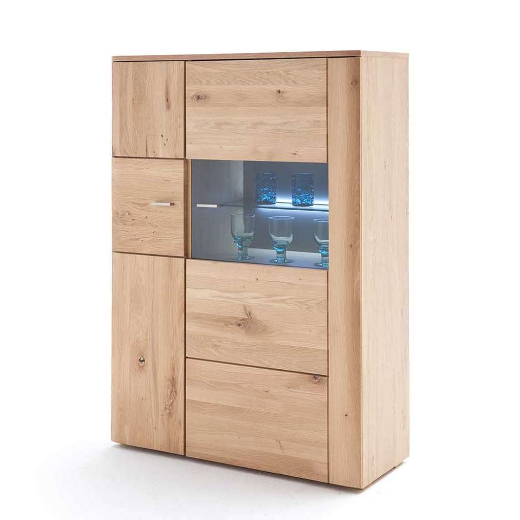 Massivholz Highboard in Eiche Bianco geölt 90 cm breit