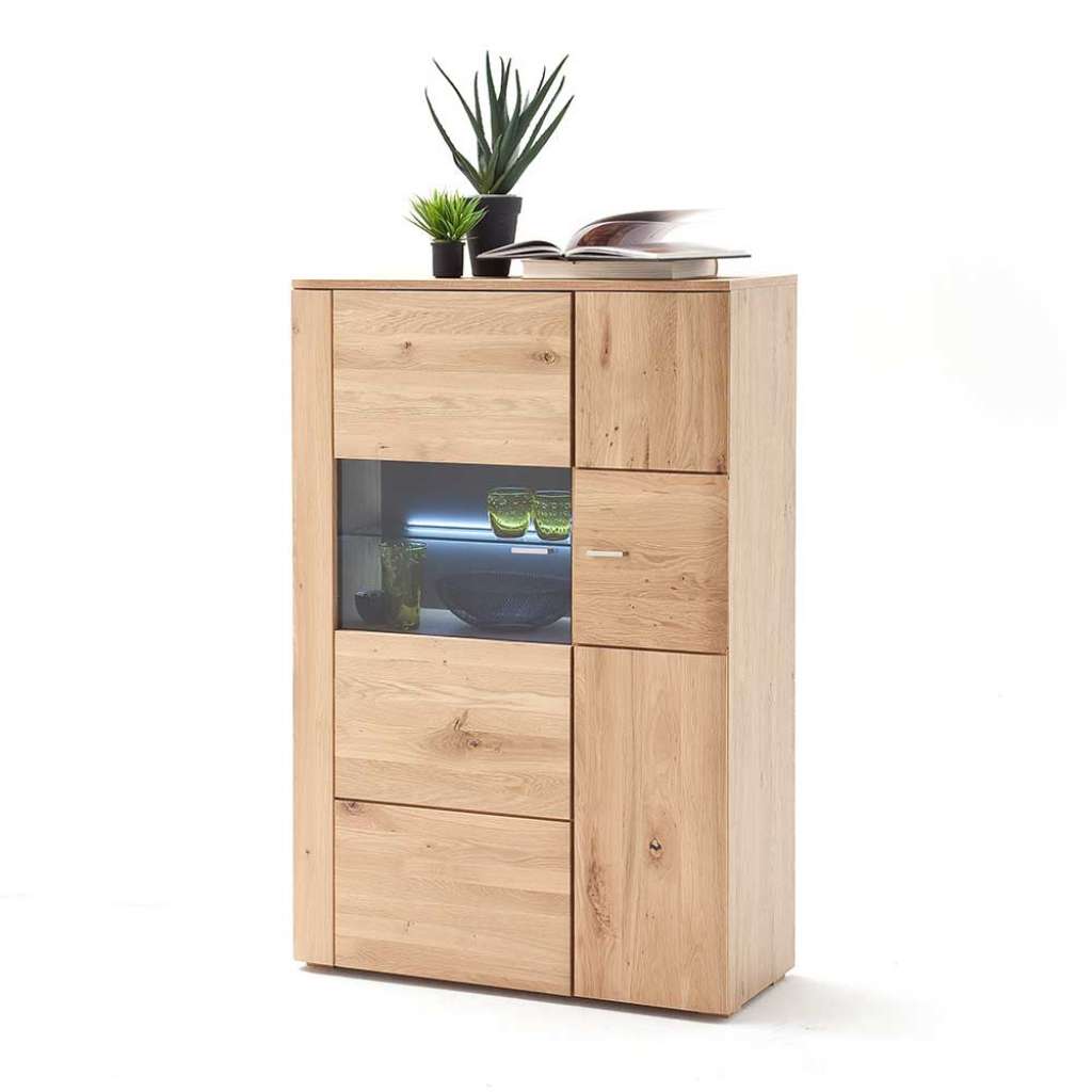 Esszimmer Highboard in Eiche Bianco massiv geölt 90 cm breit
