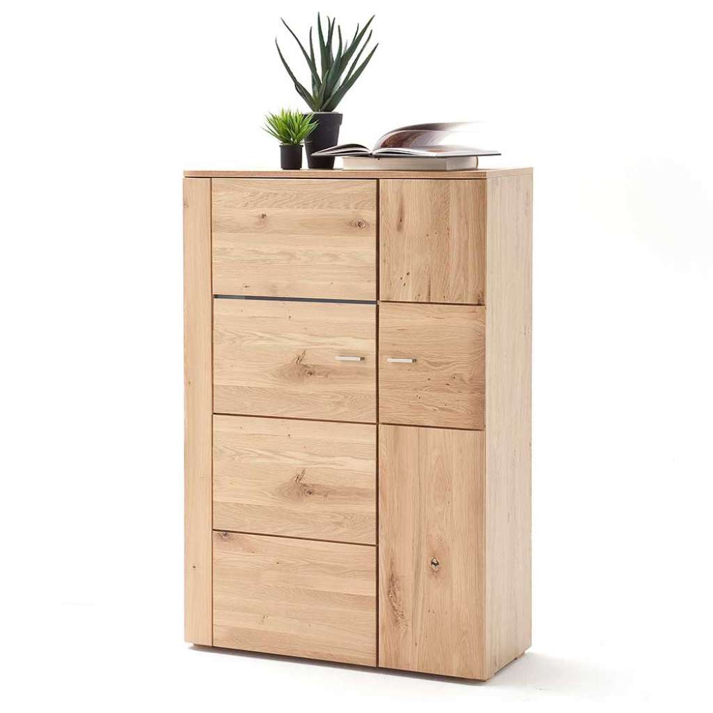 Highboard in Eiche Bianco massiv geölt 90 cm breit