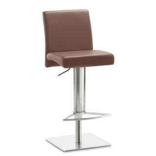 Edelstahlbarhocker in Hellbraun Microfaser höhenverstellbar